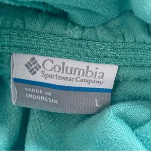 Columbia Size L Lightweight Fleece Jacket Solid Turquoise Long Sleeve Hoodie thumbnail 8