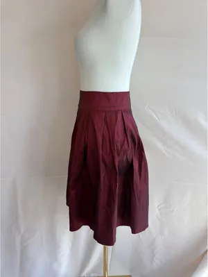 Rock Steady Burgundy Pleated Midi Skirt Size Large thumbnail 3