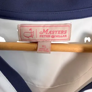 Masters Peter Millar Womens XL Golf Polo Shirt White Navy V-Neck BP19T195-001 thumbnail 4