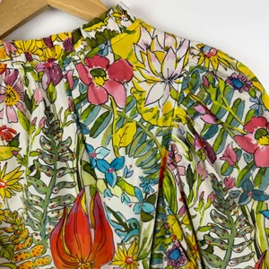 Marie Oliver Clara Floral Palm Mini‎ Dress Sz XS Multi Puff Sleeve Tiered Resort thumbnail 4