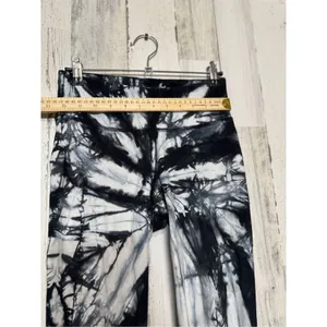 Black White Tie Dye Leggings small High Waist Stretch Yoga Athletic Pants thumbnail 2