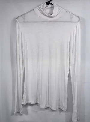 Active Basic White Mock Neck Long Sleeve Top L thumbnail 1