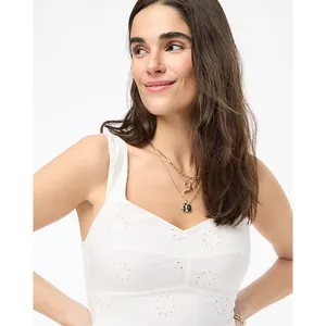 NEW J.Crew Eyelet Midi Dress Cotton Cottagecore Pockets Retro A Line White US 6 thumbnail 2