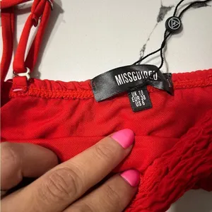 Red Textured Bikini Set Size 6 thumbnail 5