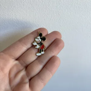 Vintage Walt Disney Mickey Mouse Enamel Gold‎ Tone Necklace Pendant thumbnail 2