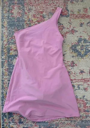 One-Shoulder Pink Spandex Dress thumbnail 1