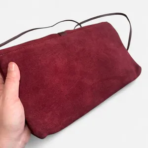 Red and Black Suede Clutch Bag for Women - Classic Minimalist thumbnail 1