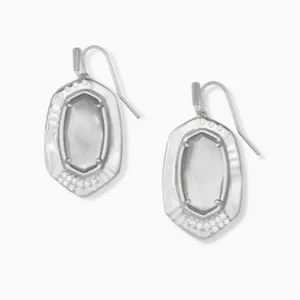 NWOT Kendra Scott Anna Silver Drop Earring In Gray Illusion thumbnail 2