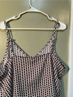 A New Day Women’s Size XXL Matte Satin Cami Camisole Tank Top White Dark Brown thumbnail 9