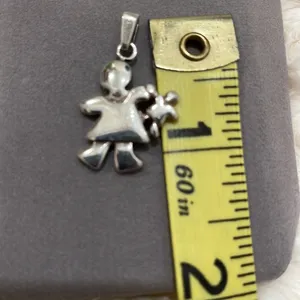 Silver child  with doll charm pendant thumbnail 3
