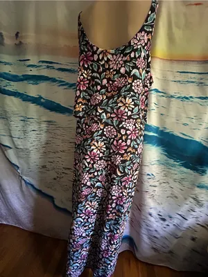 Emily Daniels Women’s Floral Maxi Sundress in Black Pink & Teal Flowers LG thumbnail 2