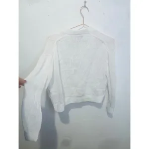 POLO RALPH LAUREN White Linen Blend Long Sleeve Knit Button Front Cardigan M thumbnail 5