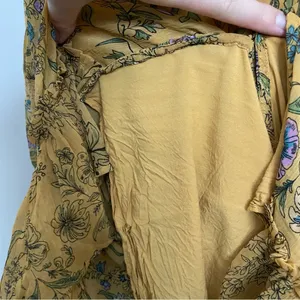 Free People Dress Cassis Midi Maxi Floral Lace Tiered Lined Boho Mustard Yellow thumbnail 13