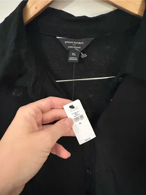 NWT Banana Republic linen blend collared top black extra large thumbnail 3