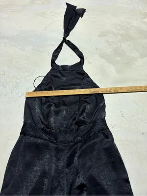 Misa Los Angeles Xandra Black Halter Wide-Leg Jumpsuit large thumbnail 8