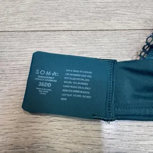 Soma Embraceable Perfect Coverage Underwire Bra Dark Teal‎ Green Lace 36DD thumbnail 6