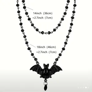 Black bat necklace with beaded details - gothic style #gothic #witchy #emo thumbnail 4