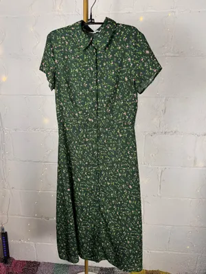 rihoas green floral button up midi dress sleeve size s thumbnail 9