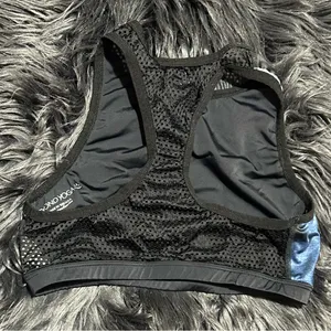BEYOND YOGA Lux Blocked Out Racerback Rainy Clouds Blue Black Crop Top SzS thumbnail 6