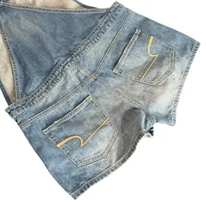 American Eagle Denim Overalls Romper Shorts Blue Size M Shortall‎ Distressed thumbnail 8