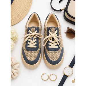 Universal Threads Woven Platform Sneakers Blue Cream Tweed Women's Size 9 in EUC thumbnail 2
