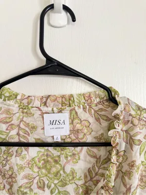 MisA Los Angeles Floral Mini Dress in Green Goddess thumbnail 6