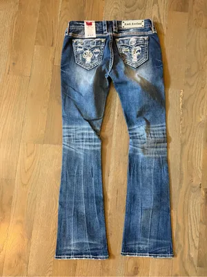 NWT Rock Revival sapphire Women's Dark Blue Embroidered Bootcut Jeans size 30X34 thumbnail 3