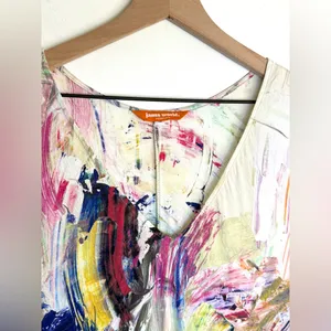 Jams World Dress Color Dance Abstract Print 100% Rayon Sleeveless‎ Resort Wear M thumbnail 5
