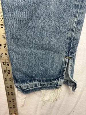 We the Free size 27 Relaxed Fit Distressed Denim Jeans blue straight leg crop thumbnail 7