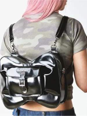 Dr. Martens NWT Vegan Bow Bag Black Goth Punk Y2K Backpack Crossbody Grunge thumbnail 13