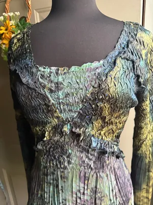 Vintage Y2K Alberto Makali satin pleated rhinestone animal print top, size large thumbnail 3