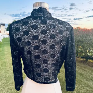 R & M Richards Scalloped Sequin Lace Black Bolero thumbnail 13
