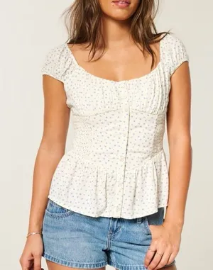 Hollister Sweetheart Peplum Top Size Medium NWT thumbnail 1