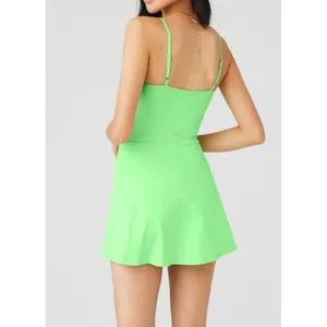 Alo Courtside Tennis Dress Ultramint Neon Green Padded A-Line Skater Skort L thumbnail 3