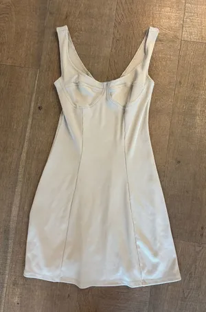 zara ribbed beige sleeveless tank mini dress thumbnail 1