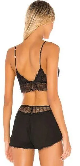 FREE PEOPLE Black Alyssa Lace Plunge Underwire Bra Bralette Crop X-Small NWT thumbnail 2