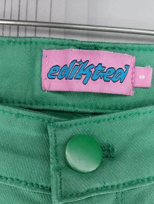 Edikted Luna Green Faux Leather Mid Rise Women's Flare Y2K FashionEdgy Pants thumbnail 3