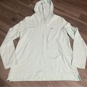 Vineyard Vines Mint Blue and White Striped Hoodie; Small thumbnail 1