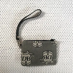 Dooney & Bourke Vtg Black Signature DB Crest Wristlet Coin Purse Wallet Keychain thumbnail 2