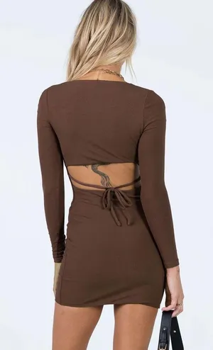 Princess Polly Brown Mini Dress thumbnail 2