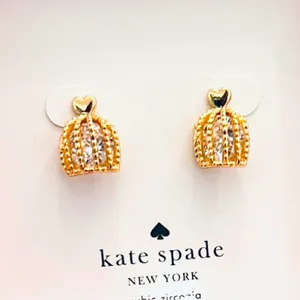 NWT Kate Spade Cubic Zirconia Gold Plated Bird Cage Stud Earrings thumbnail 5