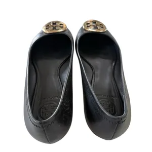 Tory Burch Black Leather Reva Logo Round-Toe Ballet Flats thumbnail 5