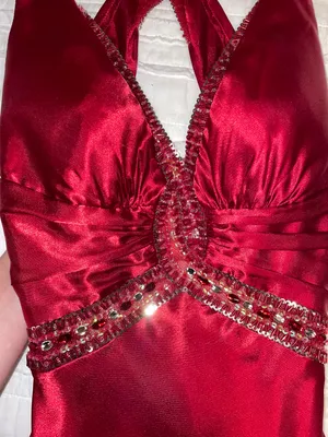 Faviana Red Satin Prom Dress thumbnail 4