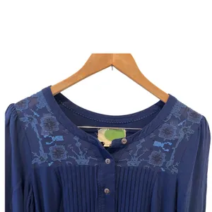 Anthropologie Dubois‎ Embroidered Tunic Dress Navy Size 8 EUC thumbnail 3
