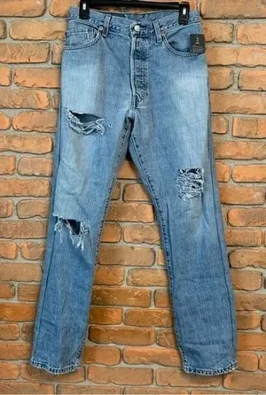 Levi's Womens Small Jeans Distressed Button Fly Urban Renewal Reworked Denim‎ thumbnail 1