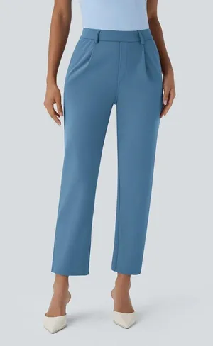 Halara High Waist Ankle Length Tapered Office Stretch Work Pants Light Azure XS thumbnail 5