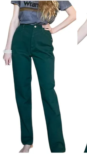 Rockies Vintage High Waisted Western Bare Back Denim Jeans Forest Green thumbnail 1
