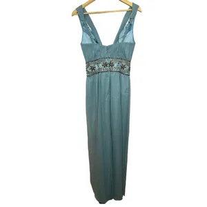 NWT Mandalay N Turquoise Silk Beaded Embellished Maxi Evening Gown Dress Size 6 thumbnail 7