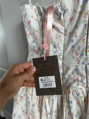 HOUSE OF CB Ysabella White Posy Print Cotton Maxi Sundress NEW Size XS thumbnail 6