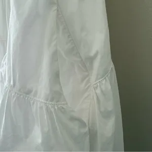 Pinch Tiered Midi Dress Cotton Poplin Sundress Pockets‎ Sleeveless White Size L thumbnail 10